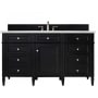 James Martin Vanities Brittany 60" Single Basin Poplar Wood Vanity Set with 3 cm Ethereal Noctis Quartz Vanity Top and Rectangular Sink Black Onyx