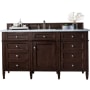 James Martin Vanities Brittany 60" Single Basin Poplar Wood Vanity Set with 3 cm Carrara White Natural Stone Vanity Top and Rectangular Sink Burnished Mahogany