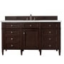 James Martin Vanities Brittany 60" Single Basin Poplar Wood Vanity Set with 3 cm Ethereal Noctis Quartz Vanity Top and Rectangular Sink Burnished Mahogany