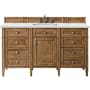 James Martin Vanities Brittany 60" Single Basin Poplar Wood Vanity Set with 3 cm Ethereal Noctis Quartz Vanity Top and Rectangular Sink Saddle Brown