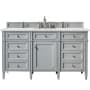 James Martin Vanities Brittany 60" Single Basin Poplar Wood Vanity Set with 3 cm Ethereal Noctis Quartz Vanity Top and Rectangular Sink Urban Gray