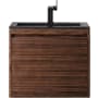 James Martin Vanities Mantova 24" Wall Mounted Single Basin Poplar Wood Vanity Set with Charcoal Black Composite Stone Vanity Top and Rectangular Sink Mid-Century Walnut