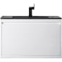 James Martin Vanities Mantova 32" Wall Mounted Single Basin Poplar Wood Vanity Set with Charcoal Black Composite Stone Vanity Top and Rectangular Sink Glossy White