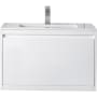 James Martin Vanities Mantova 32" Wall Mounted Single Basin Poplar Wood Vanity Set with Glossy White Composite Stone Vanity Top and Rectangular Sink Glossy White