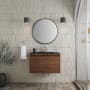 James Martin Vanities Mantova 32" Wall Mounted Single Basin Poplar Wood Vanity Set with Charcoal Black Composite Stone Vanity Top and Rectangular Sink Mid-Century Walnut