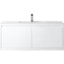 James Martin Vanities Mantova 48" Wall Mounted Single Basin Poplar Wood Vanity Set with Glossy White Composite Stone Vanity Top and Rectangular Sink Glossy White