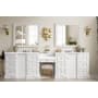 James Martin Vanities De Soto 118" Free Standing Double Basin Vanity Set with Wood Cabinet, 3cm Quartz Vanity Top, USB Port and Electrical Outlet Bright White