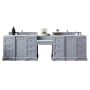 James Martin Vanities De Soto 118" Free Standing Double Basin Vanity Set with Wood Cabinet, 3cm Quartz Vanity Top, USB Port and Electrical Outlet Silver Gray