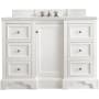 James Martin Vanities De Soto 48" Free Standing Single Basin Hardwood Vanity Set with 3 cm Ethereal Noctis Quartz Vanity Top, Rectangular Sink, USB Port and Electrical Outlet Bright White