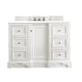James Martin Vanities De Soto 48" Free Standing Single Basin Vanity Set with Wood Cabinet, 3cm Quartz Vanity Top, USB Port and Electrical Outlet Bright White