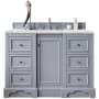 James Martin Vanities De Soto 48" Free Standing Single Basin Hardwood Vanity Set with 3 cm Ethereal Noctis Quartz Vanity Top, Rectangular Sink, USB Port and Electrical Outlet Silver Gray