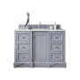 James Martin Vanities De Soto 48" Free Standing Single Basin Vanity Set with Wood Cabinet, 3cm Quartz Vanity Top, USB Port and Electrical Outlet Silver Gray