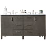 James Martin Vanities Metropolitan 60" Free Standing or Wall Mounted / Floating Double Basin Vanity Set with Wood Cabinet and Arctic Fall Stone Composite Vanity Top Silver Oak