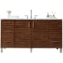 James Martin Vanities Metropolitan 60" Free Standing or Wall Mounted / Floating Single Basin Vanity Set with Wood Cabinet and Carrara Marble Vanity Top American Walnut