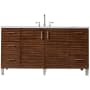 James Martin Vanities Metropolitan 60" Wall Mounted or Free Standing Single Basin Hardwood Vanity Set with 3 cm Ethereal Noctis Quartz Vanity Top and Rectangular Sink American Walnut