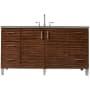 James Martin Vanities Metropolitan 60" Free Standing or Wall Mounted / Floating Single Basin Vanity Set with Wood Cabinet and Grey Expo Quartz Vanity Top American Walnut