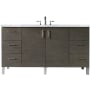 James Martin Vanities Metropolitan 60" Free Standing or Wall Mounted / Floating Single Basin Vanity Set with Wood Cabinet and Carrara Marble Vanity Top Silver Oak