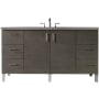 James Martin Vanities Metropolitan 60" Free Standing or Wall Mounted / Floating Single Basin Vanity Set with Wood Cabinet and Grey Expo Quartz Vanity Top Silver Oak