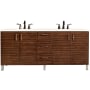 James Martin Vanities Metropolitan 72" Free Standing Double Basin Hardwood Vanity Set with Eternal Marfil Quartz Top American Walnut