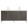 James Martin Vanities Metropolitan 72" Free Standing Double Basin Vanity Set with Wood Cabinet and 3cm Quartz Vanity Top Silver Oak