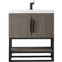 James Martin Vanities Columbia 32" Free Standing Single Basin Birch Wood Vanity Set with Stone Composite Top Ash Gray