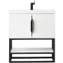 James Martin Vanities Columbia 32" Free Standing Single Basin Birch Wood Vanity Set with Stone Composite Top Glossy White