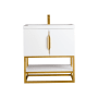 James Martin Vanities Columbia 32" Free Standing Single Basin Vanity Set with Cabinet and Stone Composite Vanity Top Glossy White