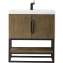 James Martin Vanities Columbia 32" Free Standing Single Basin Birch Wood Vanity Set with Stone Composite Top Latte Oak