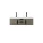 James Martin Vanities Columbia 60" Wall Mounted Double Basin Vanity Set with Cabinet and Stone Composite Vanity Top Ash Gray