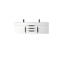 James Martin Vanities Columbia 60" Wall Mounted Double Basin Vanity Set with Cabinet and Stone Composite Vanity Top Glossy White