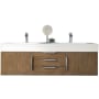 James Martin Vanities Columbia 60" Wall Mounted Double Basin Vanity Set with Cabinet and Stone Composite Vanity Top Latte Oak
