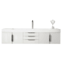 James Martin Vanities Columbia 72" Wall Mounted Single Basin Vanity Set with Cabinet and Stone Composite Vanity Top Glossy White
