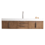 James Martin Vanities Columbia 72" Wall Mounted Single Basin Vanity Set with Cabinet and Stone Composite Vanity Top Latte Oak