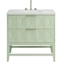 James Martin Vanities Emmeline 36" Free Standing Single Basin Ash Wood Vanity Set with Stone Composite Top and Rectangular Sink - Ethereal Noctis Pistachio