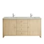 James Martin Vanities Gracyn 72" Free Standing Double Basin Poplar Wood Vanity Set with Quartz Top and Rectangular Sinks Coastal DriftWood