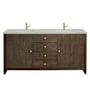 James Martin Vanities Gracyn 72" Free Standing Double Basin Poplar Wood Vanity Set with Quartz Top and Rectangular Sinks Sable