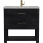 James Martin Vanities Lucian 36" Free Standing Single Basin Vanity Set with Cabinet and Quartz Vanity Top Carbon Oak