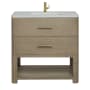 James Martin Vanities Lucian 36" Free Standing Single Basin Vanity Set with Cabinet and Quartz Vanity Top Pebble Oak