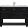 James Martin Vanities Lucian 48" Free Standing Single Basin Vanity Set with Cabinet and Quartz Vanity Top Carbon Oak