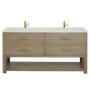 James Martin Vanities Lucian 72" Free Standing Double Basin Vanity Set with Cabinet and Quartz Vanity Top Pebble Oak