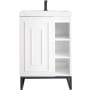 James Martin Vanities Alicante 24" Free Standing Single Basin Poplar Vanity Set with 2" Glossy White Stone Composite Vanity Top and Rectangular Sink Glossy White