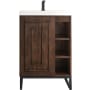 James Martin Vanities Alicante 24" Free Standing Single Basin Poplar Vanity Set with 2" Glossy White Stone Composite Vanity Top and Rectangular Sink Mid Century Acacia