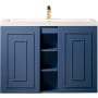 James Martin Vanities Alicante 40" Wall Mounted Single Basin Poplar Wood Vanity Set with Stone Composite Top Azure Blue