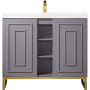 James Martin Vanities Alicante 40" Free Standing Single Basin Poplar Wood Vanity Set with Stone Composite Top Grey Smoke