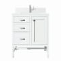 James Martin Vanities Addison 30" Single Basin Wood Vanity Set with 3cm White Zeus Silestone Quartz Vanity Top, Backsplash, Rectangular Sink, USB Port and Outlet Glossy White
