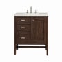 James Martin Vanities Addison 30" Single Basin Wood Vanity Set with 3cm Lime Delight Silestone Quartz Vanity Top, Rectangular Sink, USB Port and Electrical Outlet Mid-Century Acacia