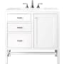 James Martin Vanities Addison 36" Free Standing Single Basin Hardwood Vanity Set with 1-3/16" Arctic Fall Solid Surface Top, and Electrical Outlet Glossy White