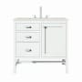 James Martin Vanities Addison 36" Single Basin Wood Vanity Set with 3cm Lime Delight Silestone Quartz Vanity Top, Rectangular Sink, USB Port and Electrical Outlet Glossy White