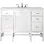 James Martin Vanities Addison 48" Free Standing Single Basin Hardwood Vanity Set with 1-3/16" Arctic Fall Solid Surface Top, and Electrical Outlet Glossy White