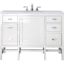 James Martin Vanities Addison 48" Free Standing Single Basin Hardwood Vanity Set with 1-3/16" Carrara White Marble Top, and Electrical Outlet Glossy White